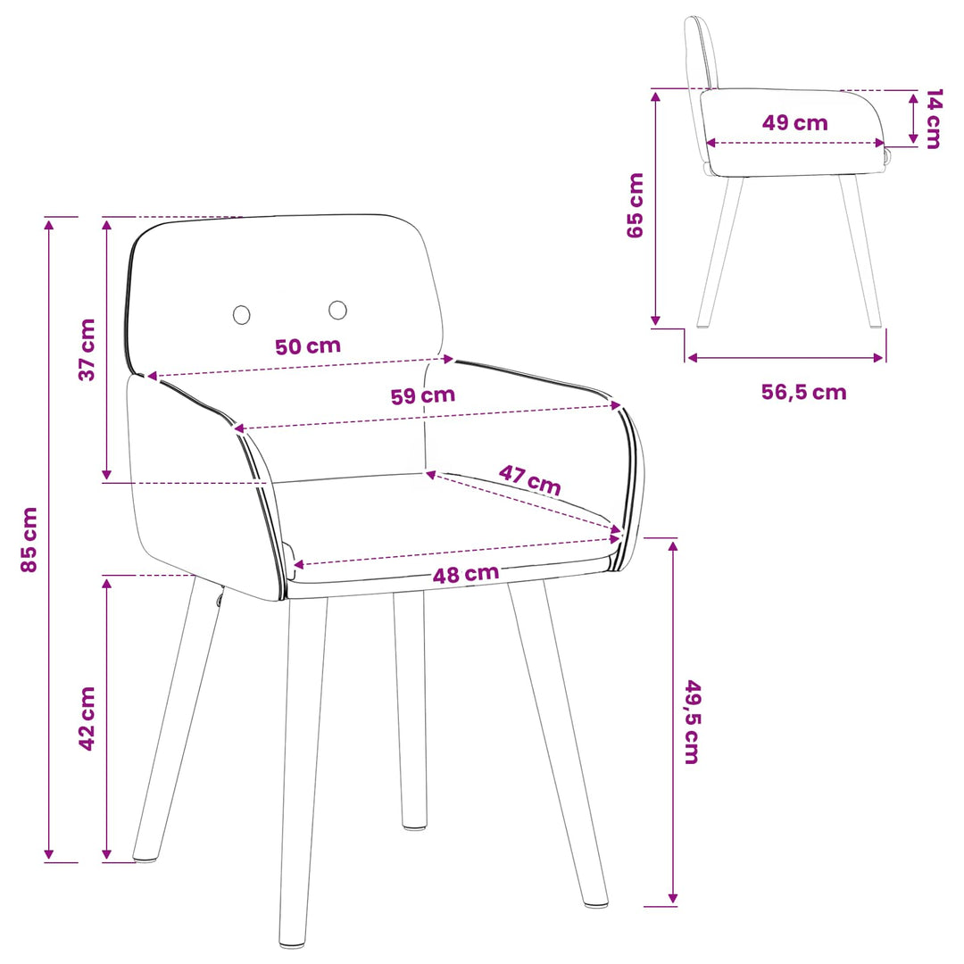 Spisestole 4 stk. Bouclé Lyserød 59 x 57 x 85 cm