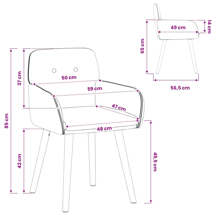 Spisestole 4 stk. Bouclé Lyserød 59 x 57 x 85 cm