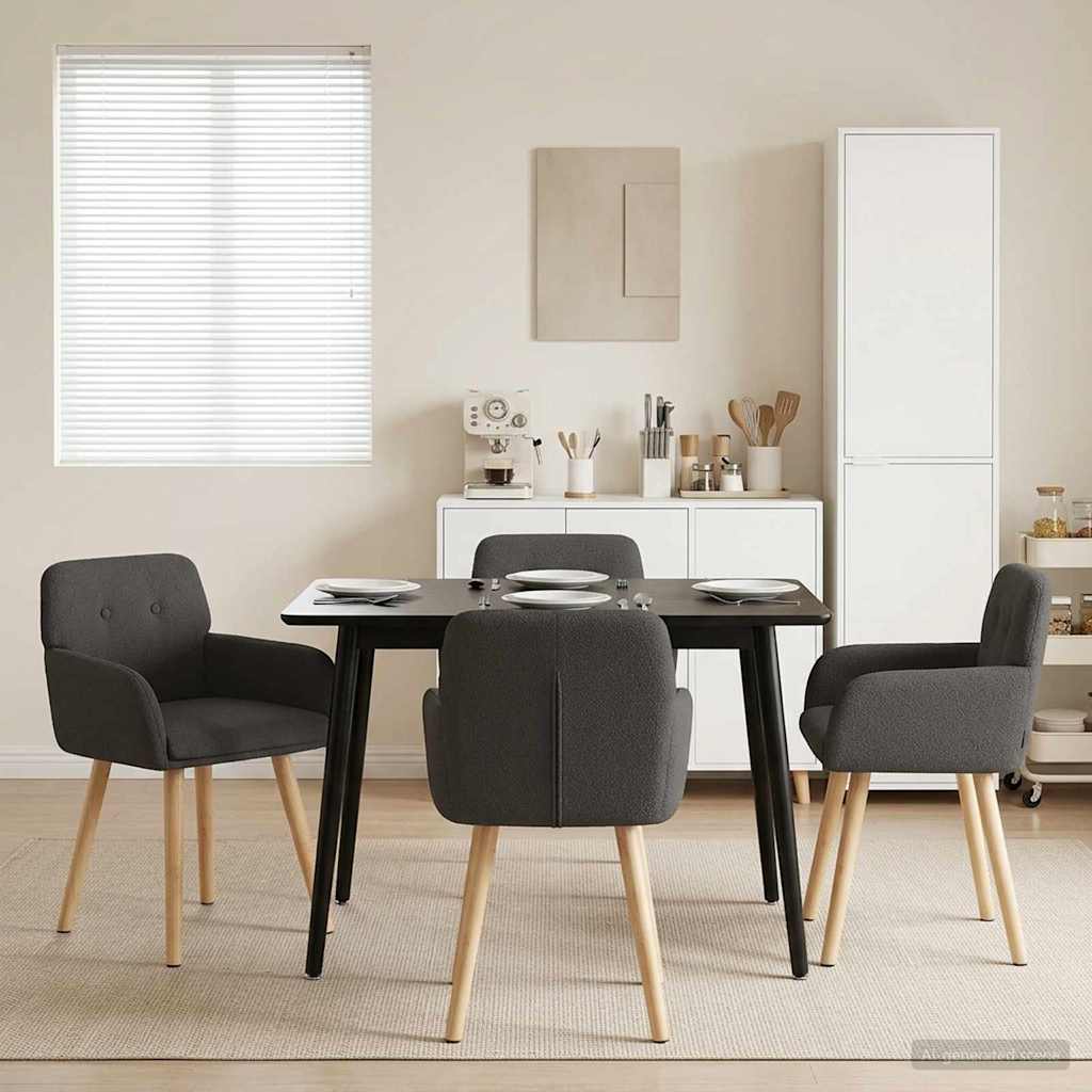 Spisestole 4 stk. Bouclé Mørkegrå 59 x 57 x 85 cm