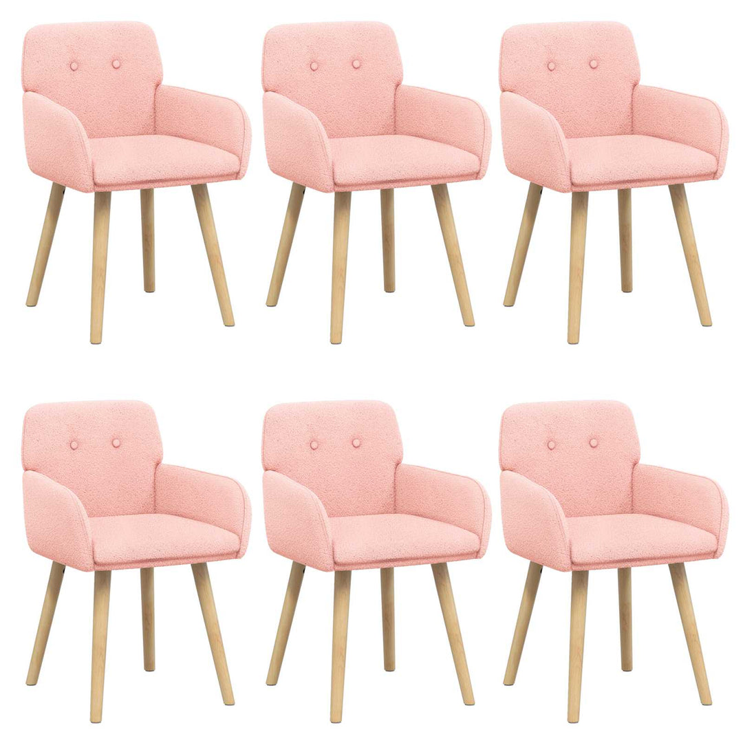 Spisestole 6 stk. Bouclé Lyserød 59 x 57 x 85 cm
