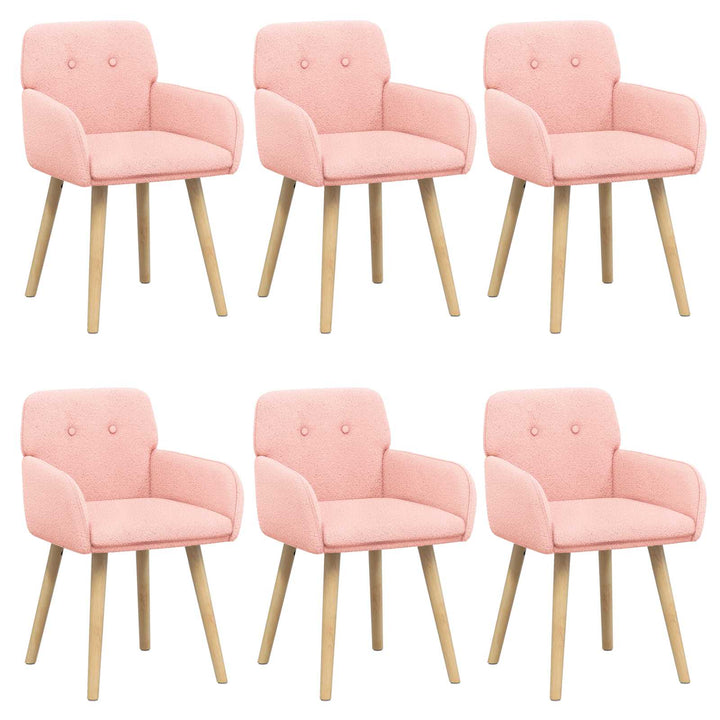 Spisestole 6 stk. Bouclé Lyserød 59 x 57 x 85 cm