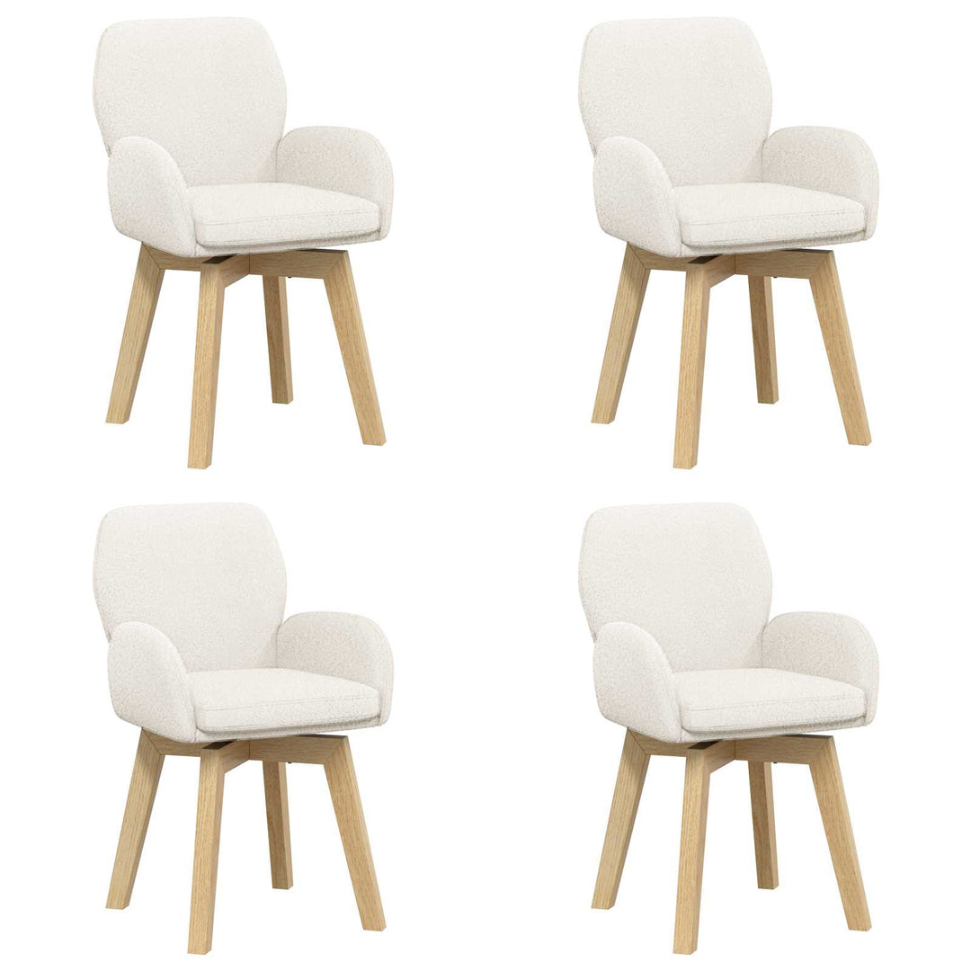 Svingende Spisestole 4 stk. Bouclé Cremefarvet 54 x 58 x 87 cm
