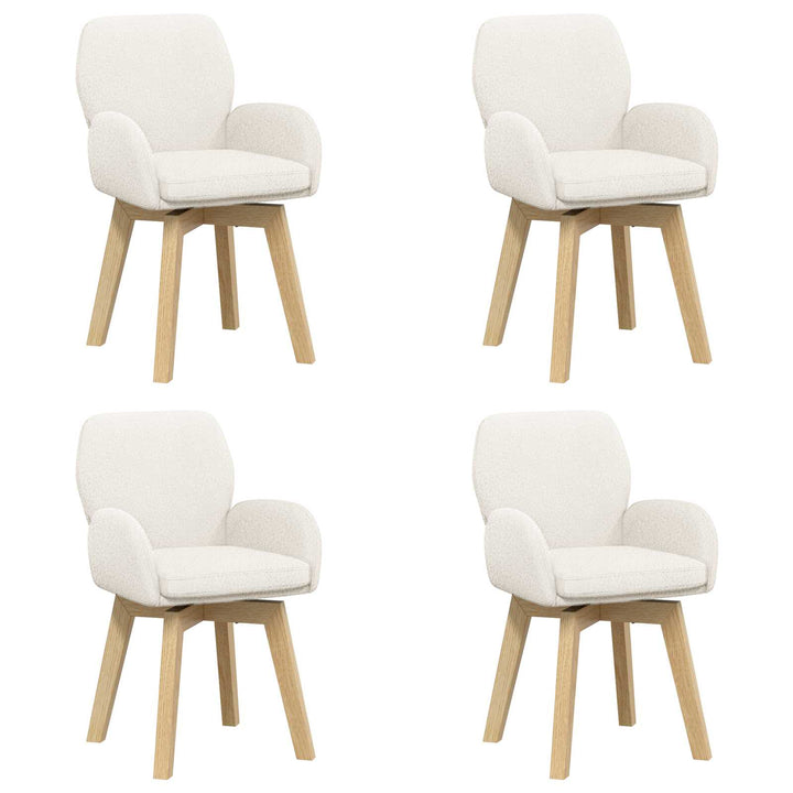 Svingende Spisestole 4 stk. Bouclé Cremefarvet 54 x 58 x 87 cm