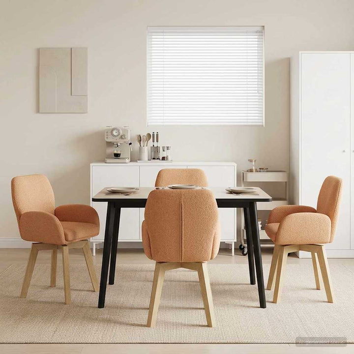 Svingende Spisestole 4 pcs Bouclé Beige 54 x 58 x 87 cm