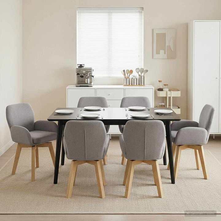 Svingende Spisestole 6 pcs Bouclé Lysegrå 54 x 58 x 87 cm