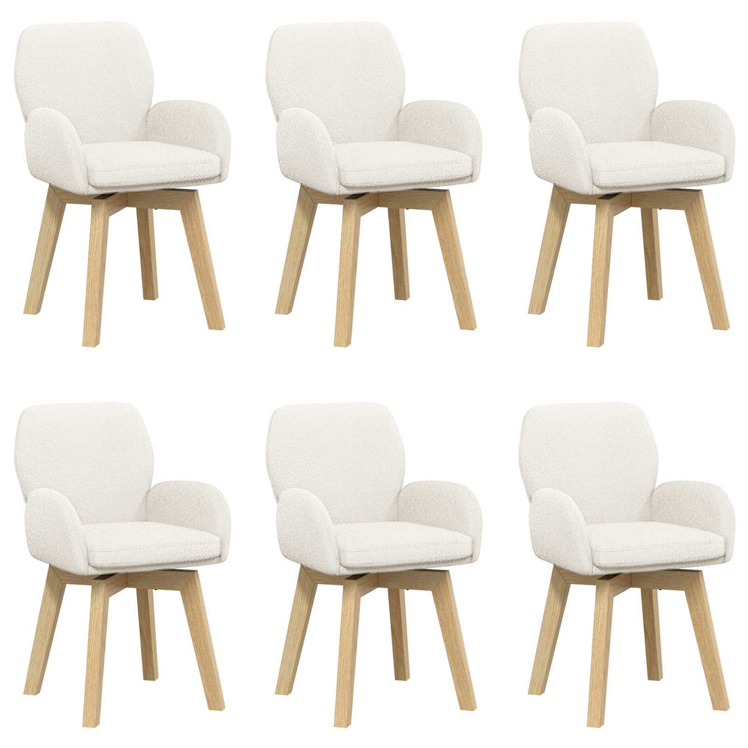 Svingende Spisestole 6 stk. Bouclé Cremefarvet 54 x 58 x 87 cm