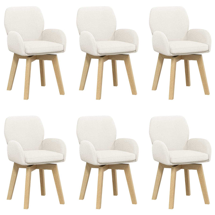 Svingende Spisestole 6 stk. Bouclé Cremefarvet 54 x 58 x 87 cm