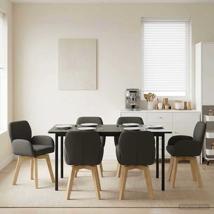 Svingende Spisestole 6 pcs Bouclé Mørkegrå 54 x 58 x 87 cm