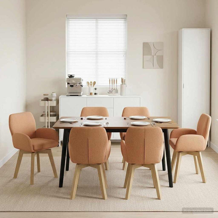 Svingende Spisestole 6 pcs Bouclé Beige 54 x 58 x 87 cm