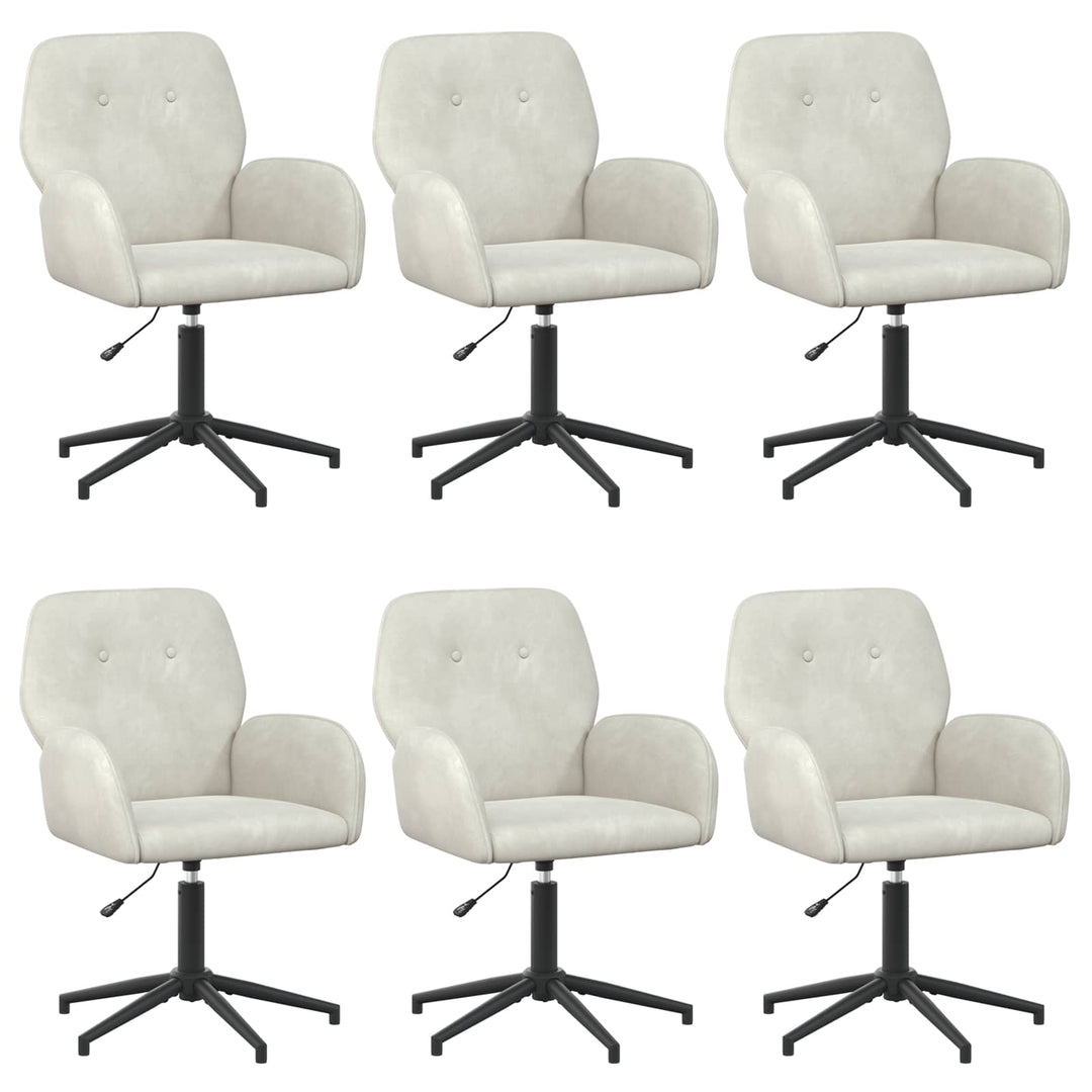 Drejestole 6 stk. 54 x 55 x 90 cm Cremefarvet Fløjl