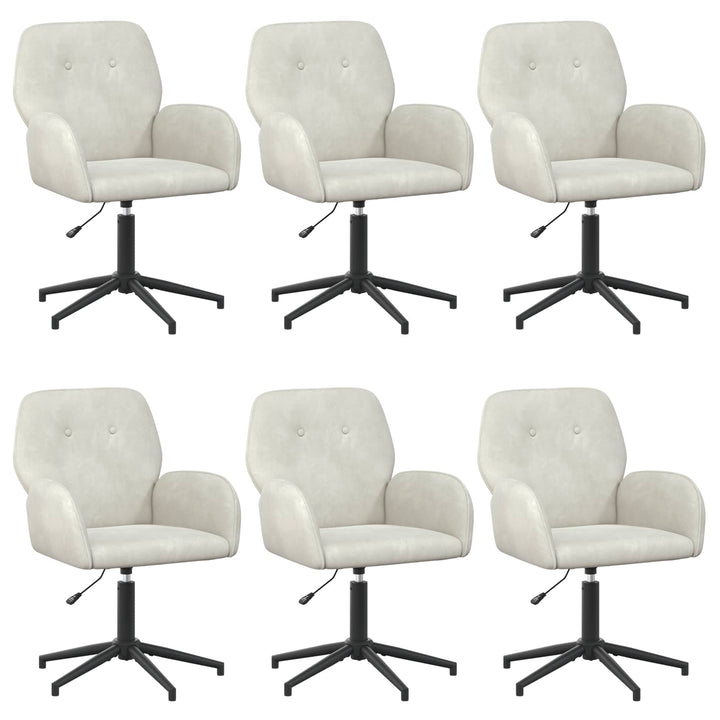 Drejestole 6 stk. 54 x 55 x 90 cm Cremefarvet Fløjl