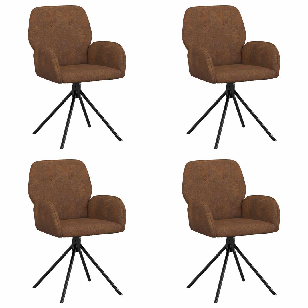 Svingende Spisestole 4 pcs Faux Suede Læder Brun