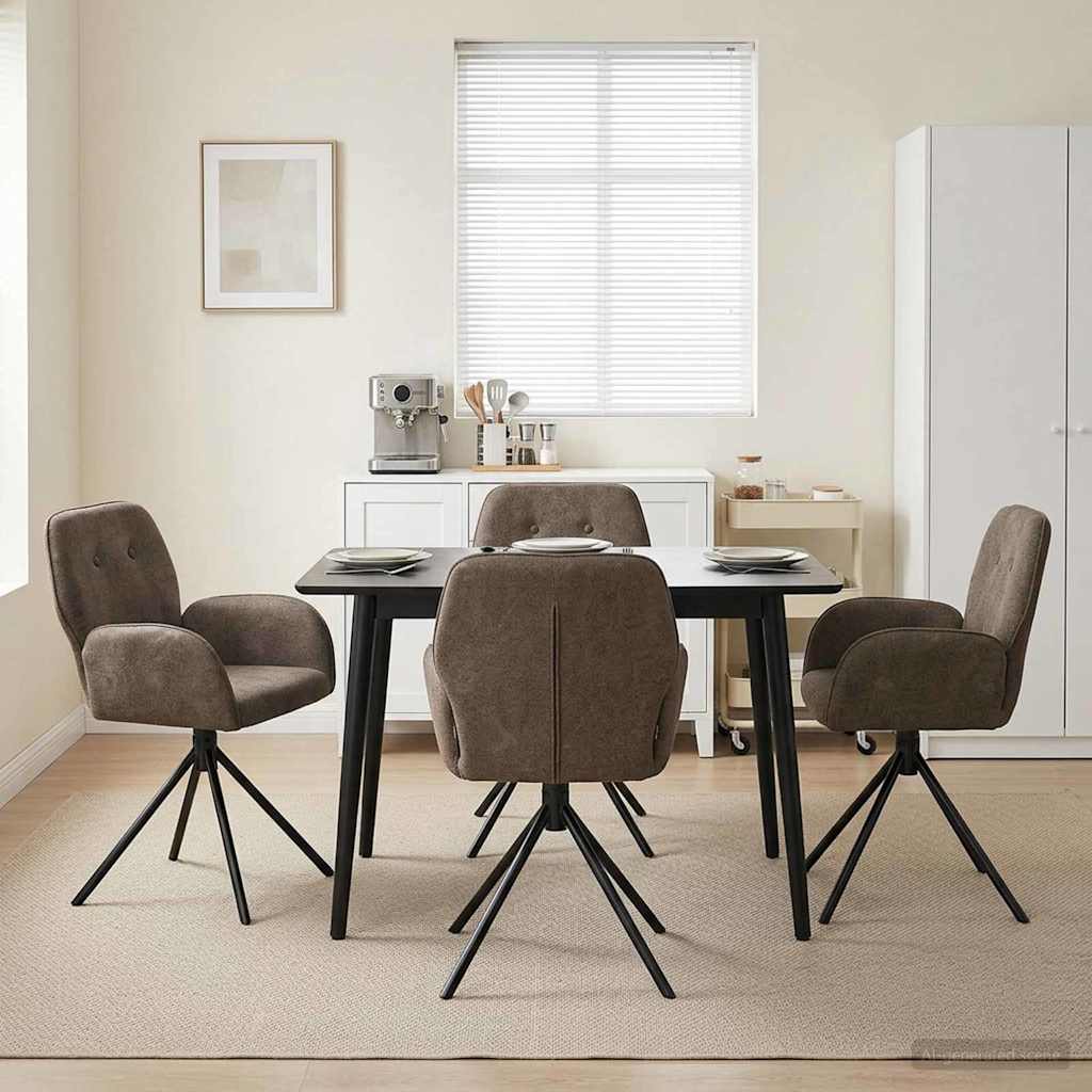 Svingende Spisestole 4 pcs Faux Suede Læder Mørkegrå