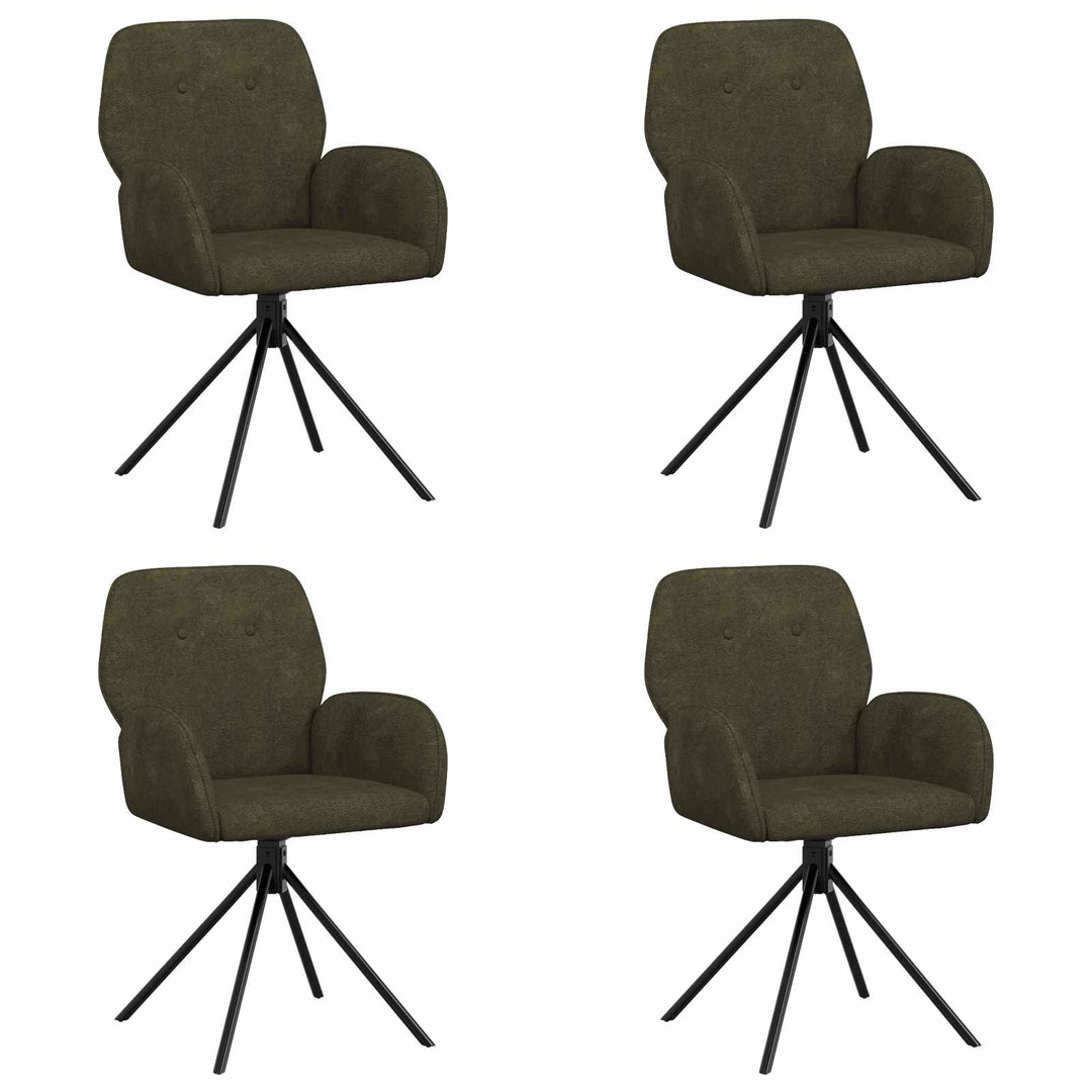 Svingende Spisestole 4 stk. Faux Suede Læder Army Grøn