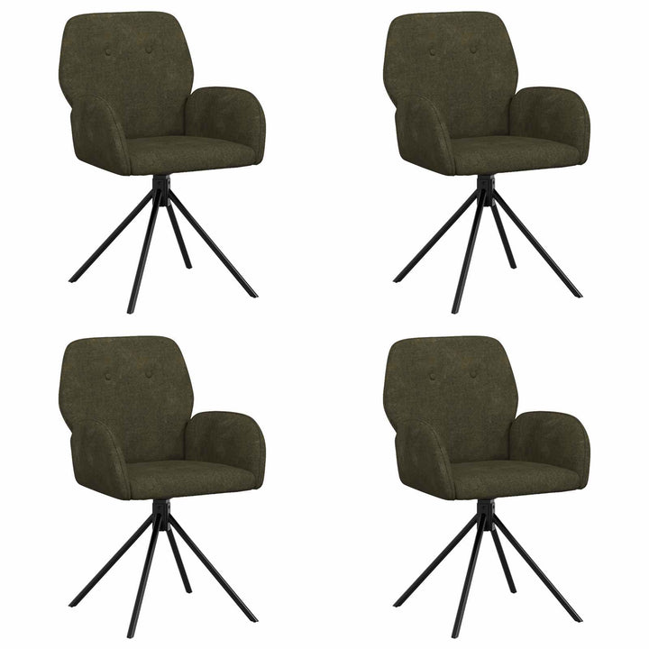 Svingende Spisestole 4 stk. Faux Suede Læder Army Grøn