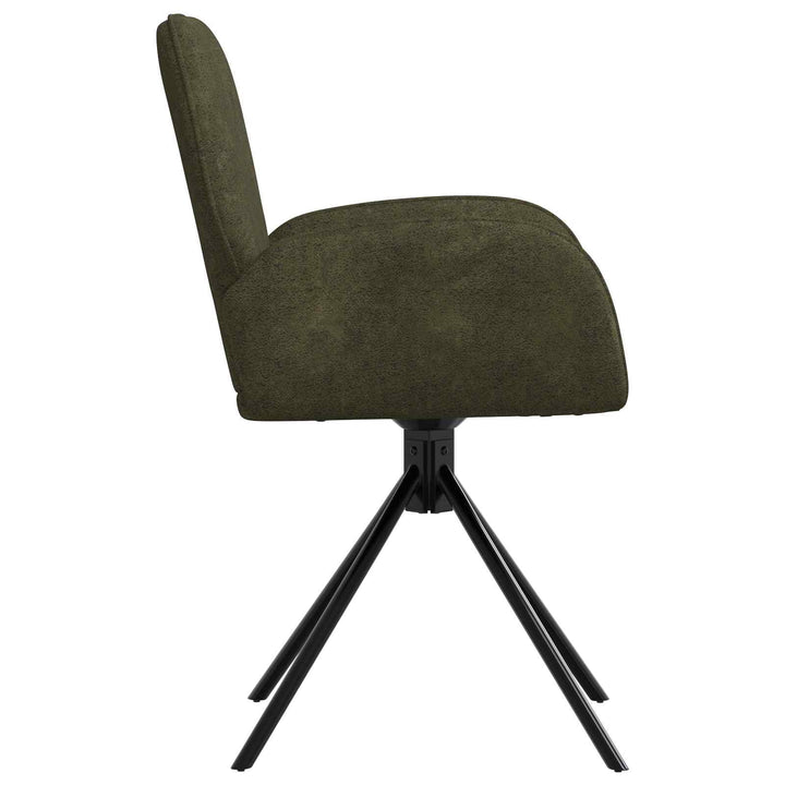 Svingende Spisestole 4 stk. Faux Suede Læder Army Grøn
