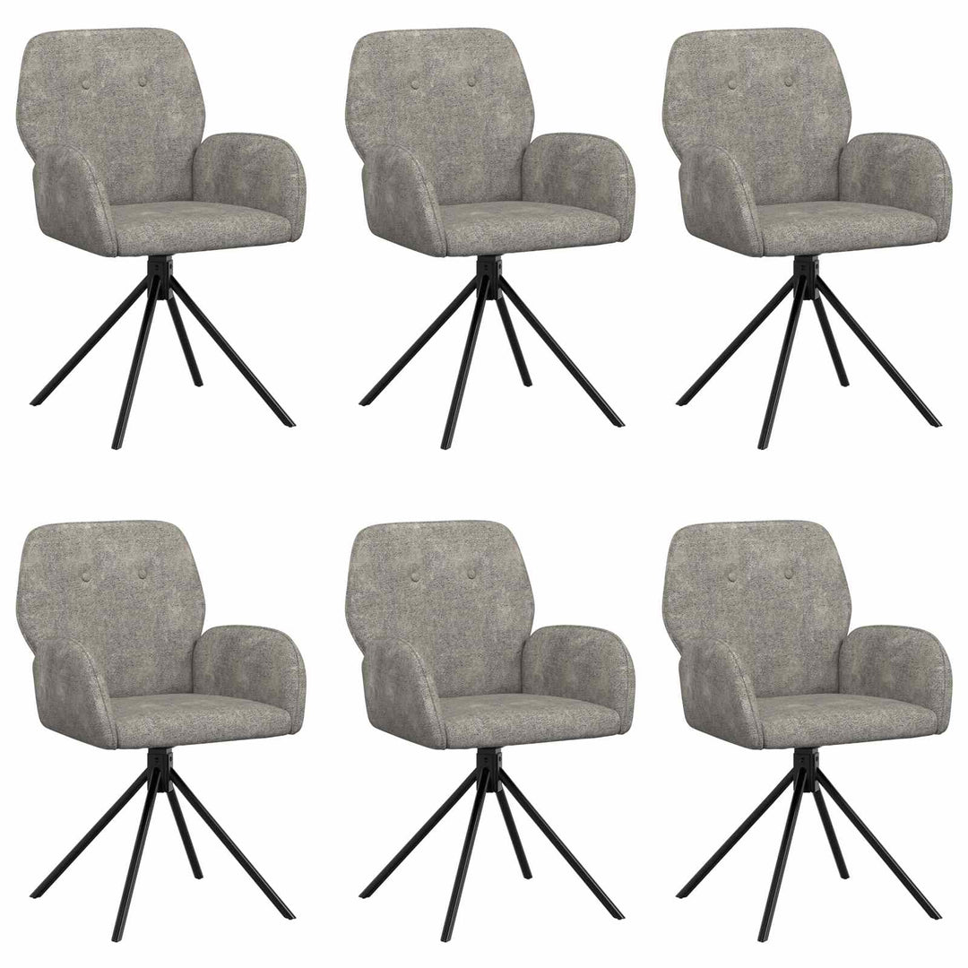 Svingende Spisestole 6 pcs Faux Suede Læder Lysegrå