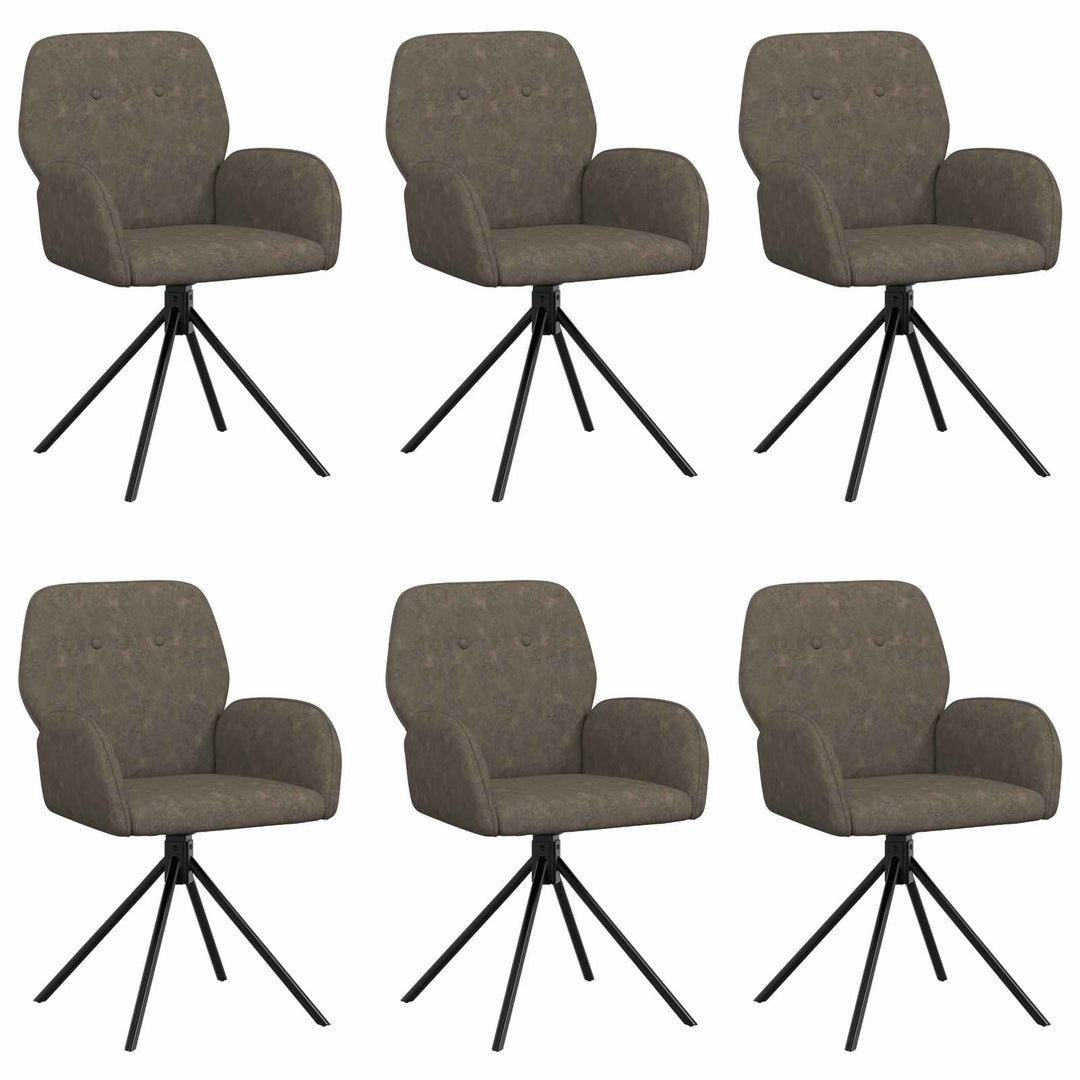 Svingende Spisestole 6 pcs Faux Suede Læder Mørkegrå