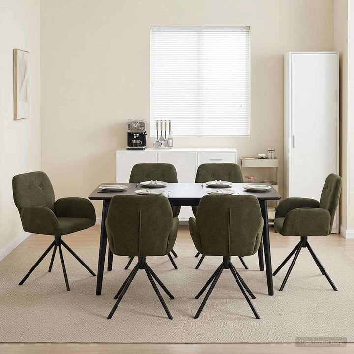 Svingende Spisestole 6 stk. Faux Suede Læder Army Grøn