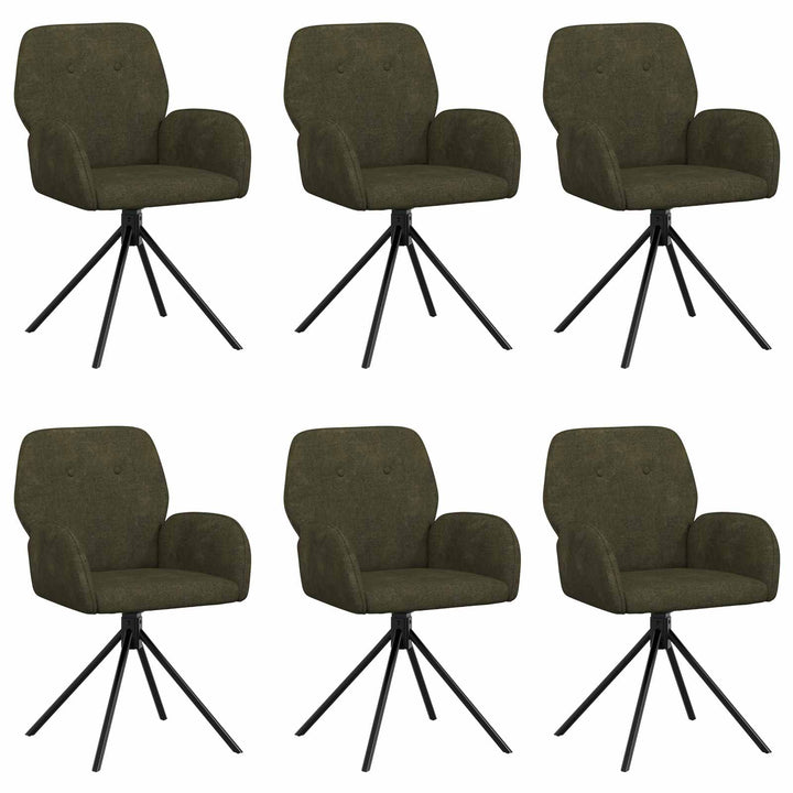 Svingende Spisestole 6 pcs Faux Suede Læder Army Grøn