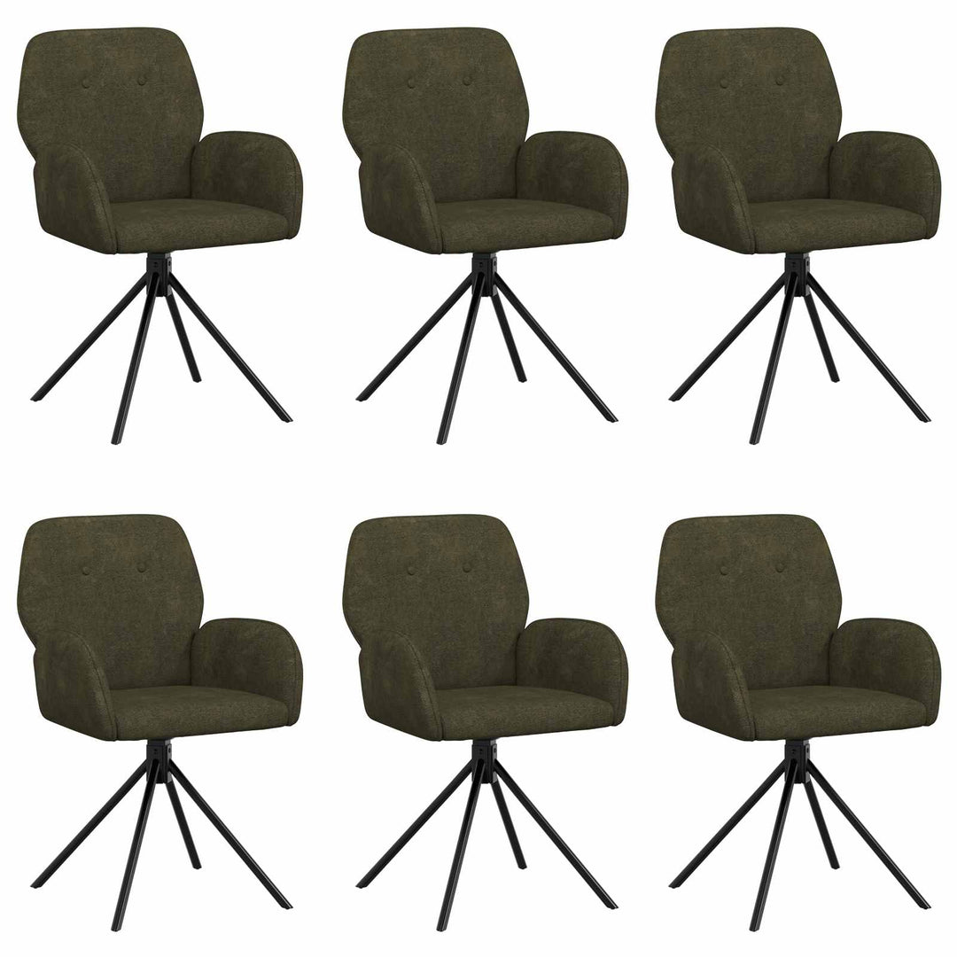 Svingende Spisestole 6 stk. Faux Suede Læder Army Grøn