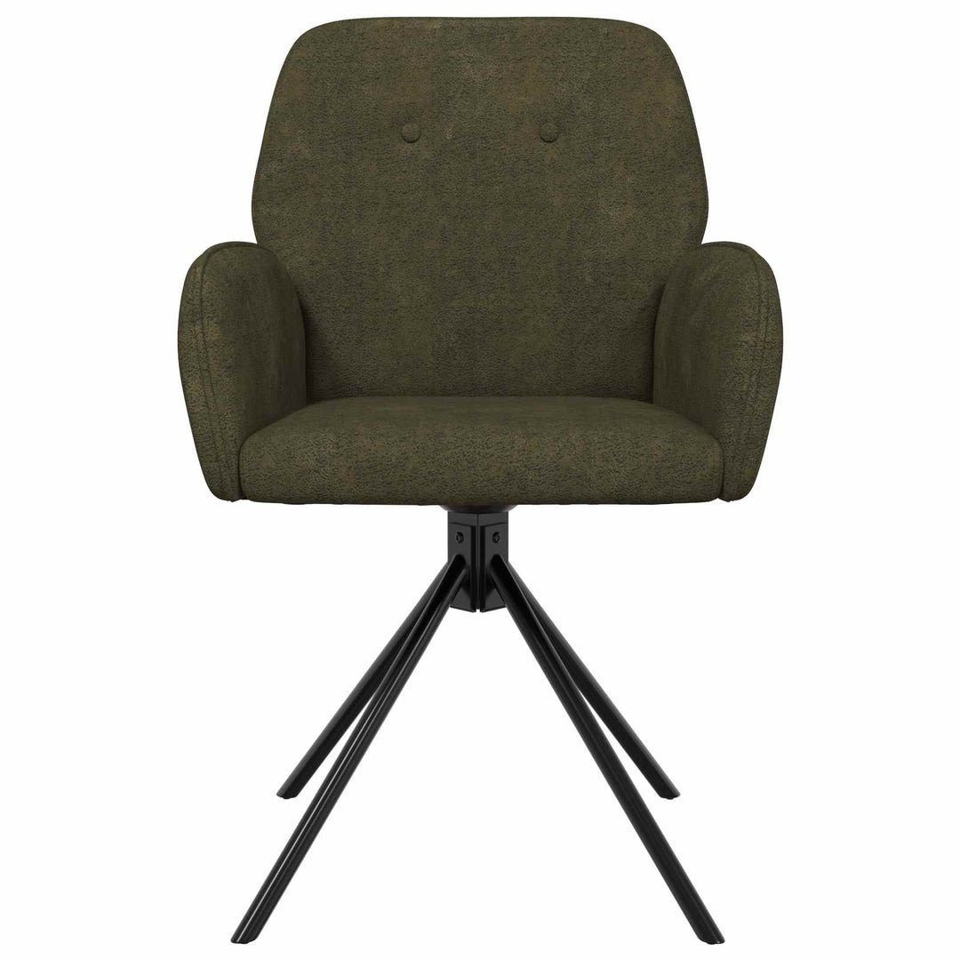 Svingende Spisestole 6 stk. Faux Suede Læder Army Grøn
