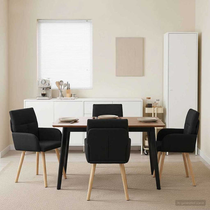 Spisestole 4 pcs Stof Sort 60 x 56 x 96 cm