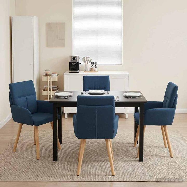 Spisestole 4 pcs Stof Blå 60 x 56 x 96 cm