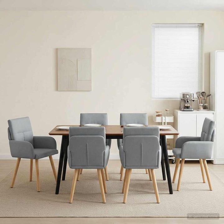 Spisestole 6 pcs Stof Lysegrå 60 x 56 x 96 cm