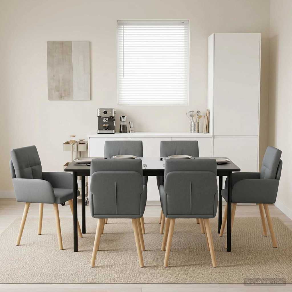 Spisestole 6 pcs Stof Mørkegrå 60 x 56 x 96 cm