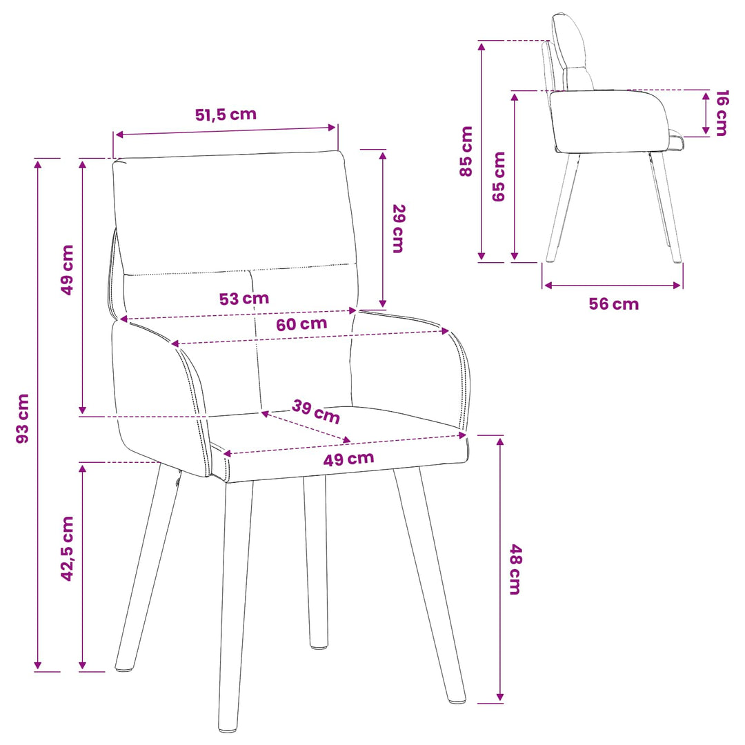 Spisestole 6 stk. Stof Cremefarvet 60 x 56 x 96 cm