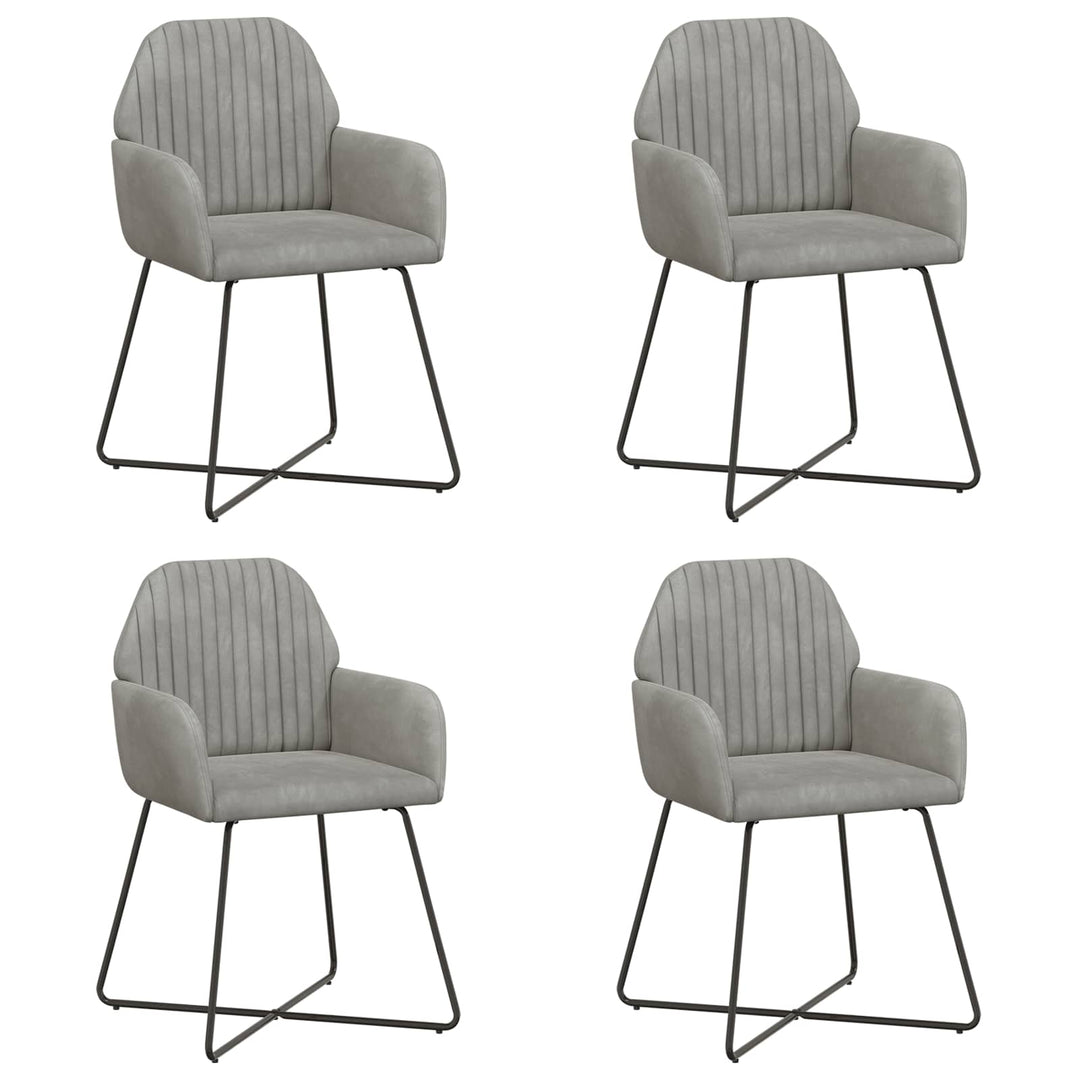 Spisestole 4 stk. Fløjl Lysegrå 55 x 50 x 84 cm