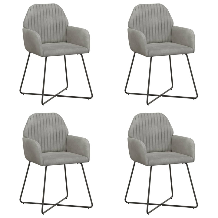 Spisestole 4 stk. Fløjl Lysegrå 55 x 50 x 84 cm