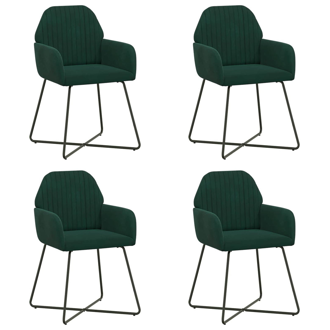 Spisestole 4 stk. Fløjl Mørkegrøn 55 x 50 x 84 cm