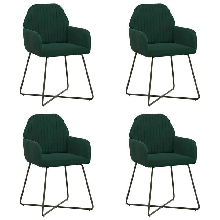 Spisestole 4 stk. Fløjl Mørkegrøn 55 x 50 x 84 cm