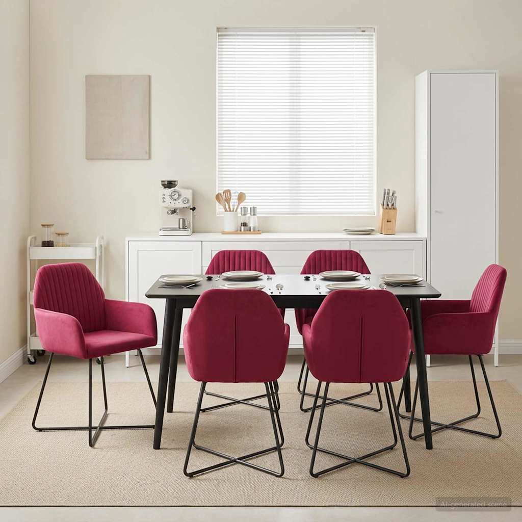 Spisestole 4 pcs Fløjl Vinrød 55 x 50 x 84 cm