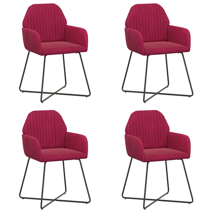 Spisestole 4 pcs Fløjl Vinrød 55 x 50 x 84 cm