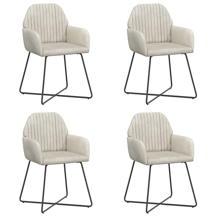 Spisestole 4 pcs Fløjl Cremefarvet 55 x 50 x 84 cm