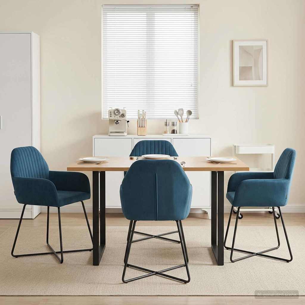 Spisestole 4 pcs Fløjl Blå 55 x 50 x 84 cm