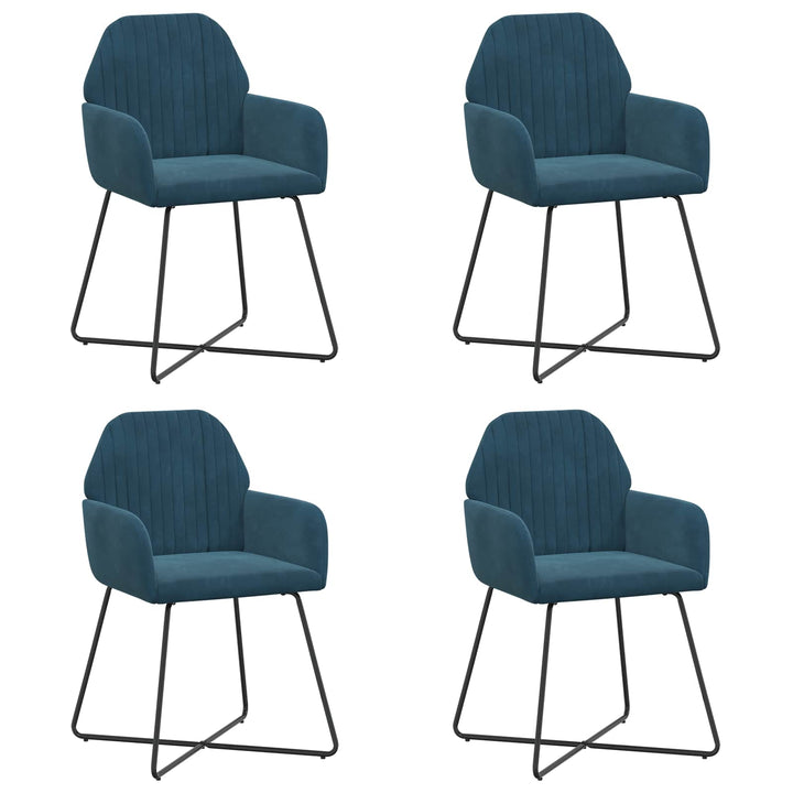 Spisestole 4 pcs Fløjl Blå 55 x 50 x 84 cm