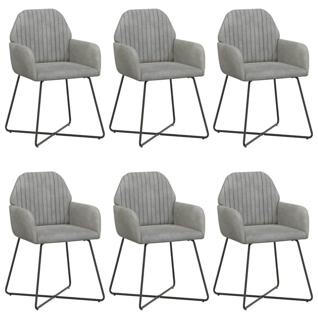 Spisestole 6 pcs Fløjl Lysegrå 55 x 50 x 84 cm