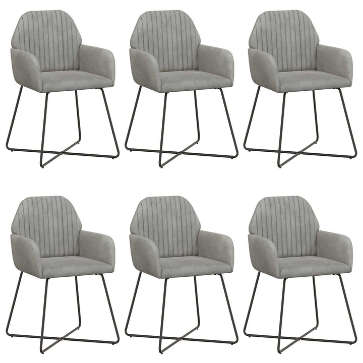 Spisestole 6 pcs Fløjl Lysegrå 55 x 50 x 84 cm