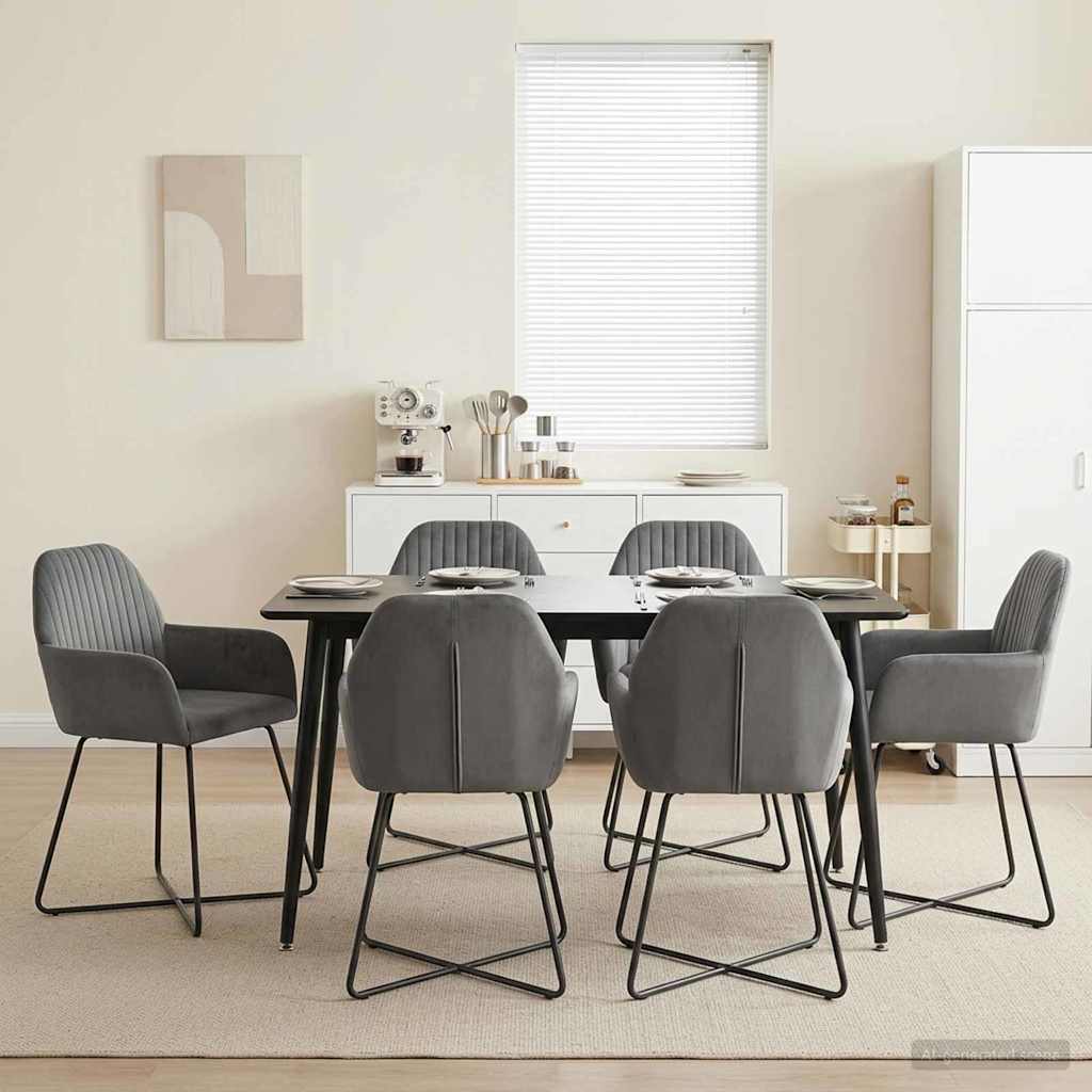 Spisestole 6 pcs Fløjl Mørkegrå 55 x 50 x 84 cm