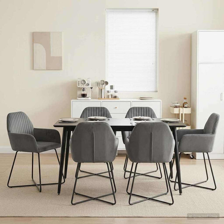 Spisestole 6 pcs Fløjl Mørkegrå 55 x 50 x 84 cm