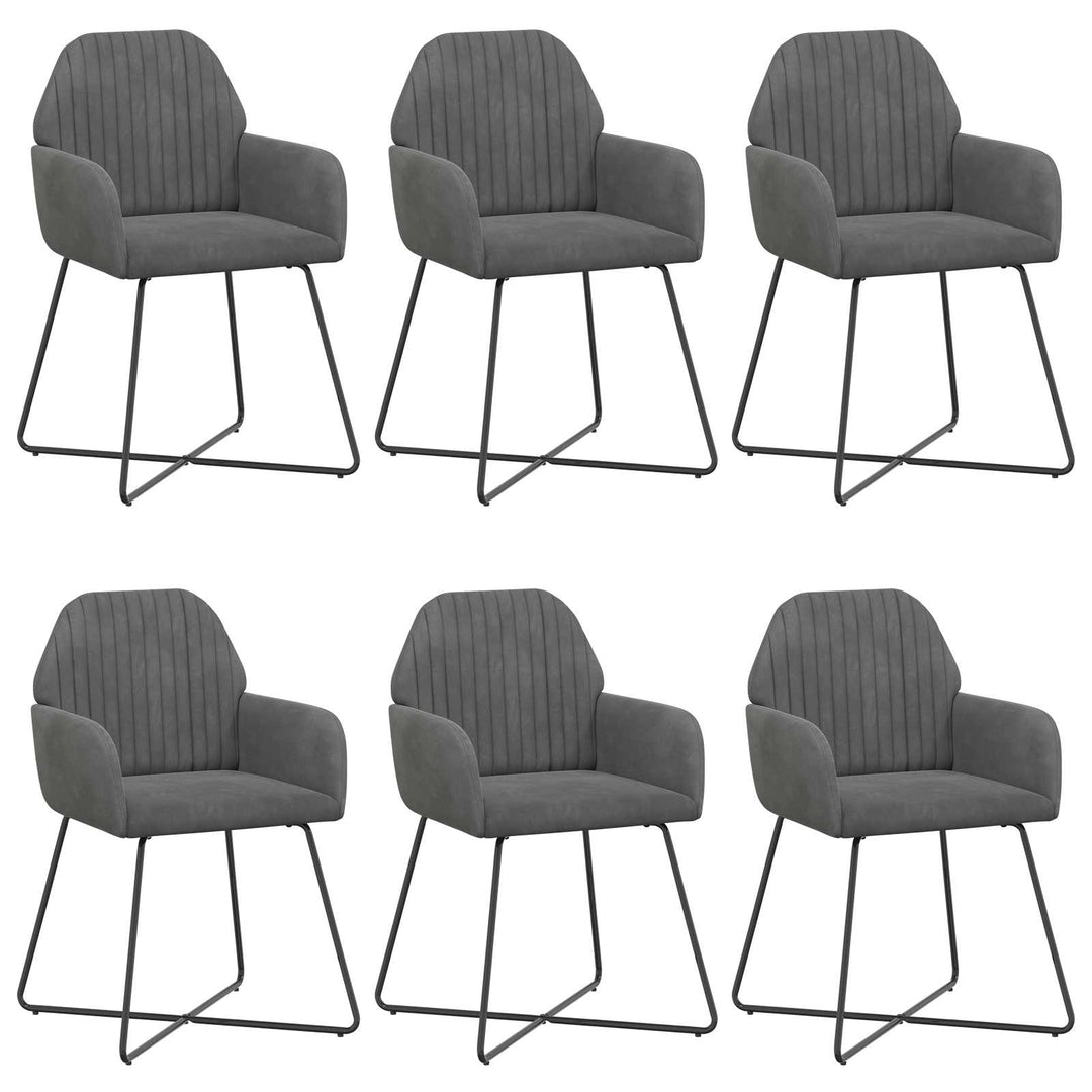 Spisestole 6 pcs Fløjl Mørkegrå 55 x 50 x 84 cm