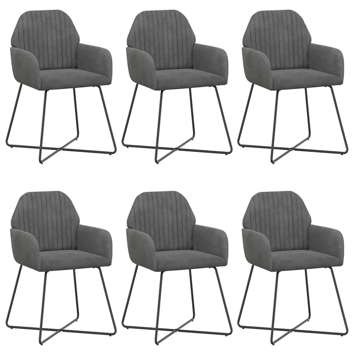 Spisestole 6 pcs Fløjl Mørkegrå 55 x 50 x 84 cm