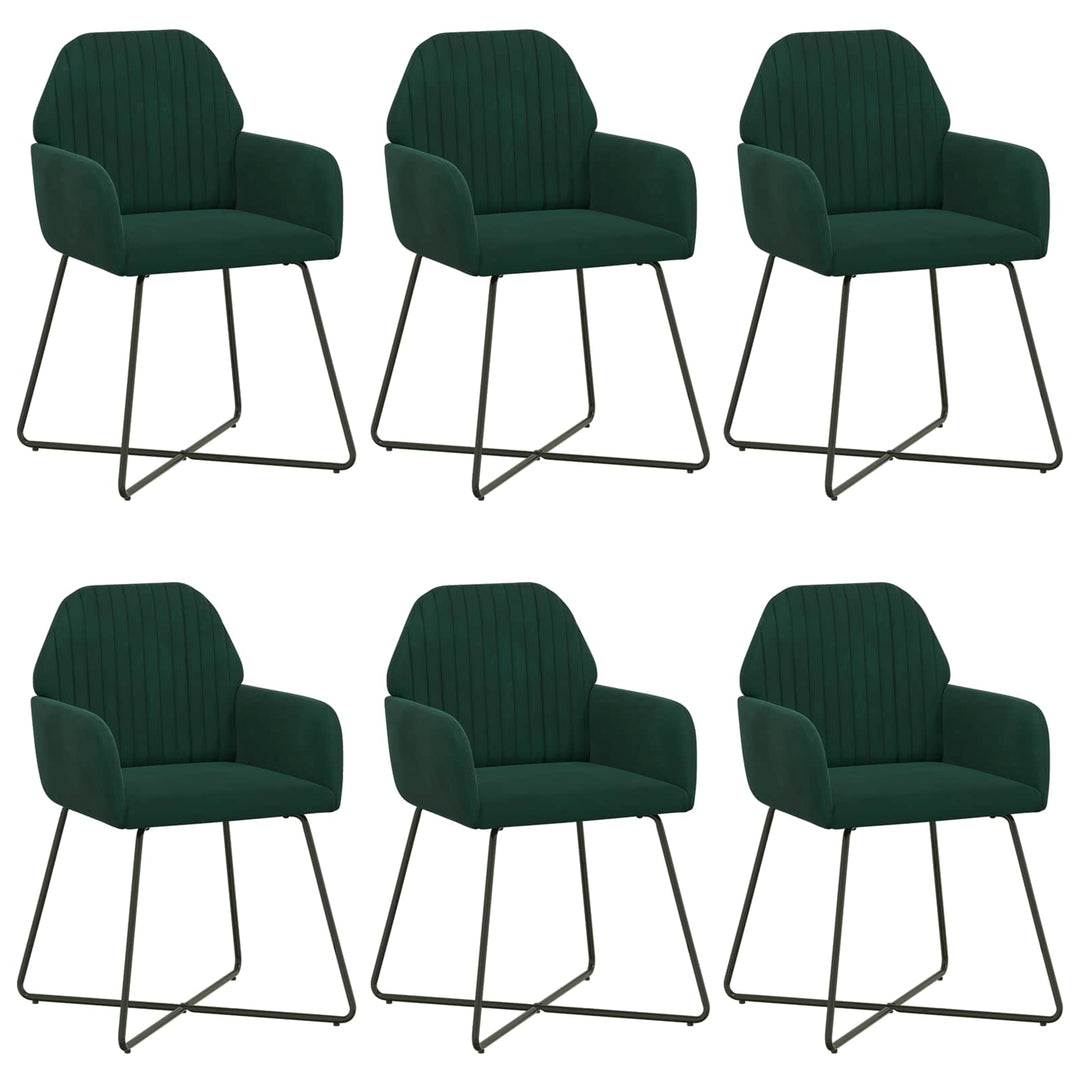 Spisestole 6 pcs Fløjl Mørkegrøn 55 x 50 x 84 cm