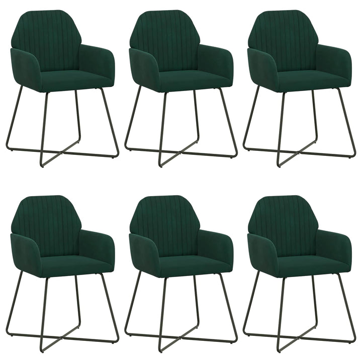Spisestole 6 pcs Fløjl Mørkegrøn 55 x 50 x 84 cm