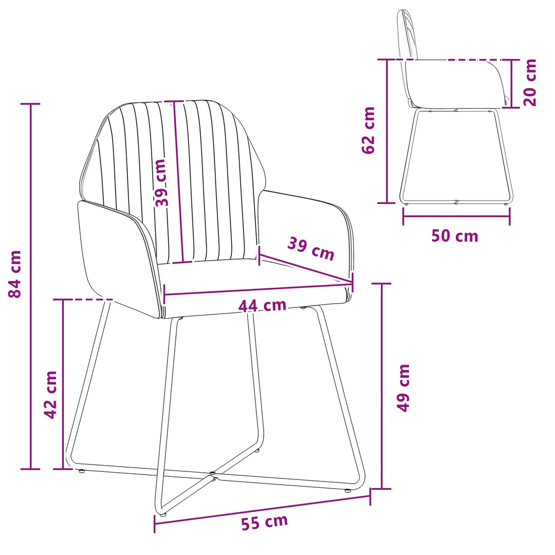 Spisestole 6 stk. Fløjl Sort 55 x 50 x 84 cm