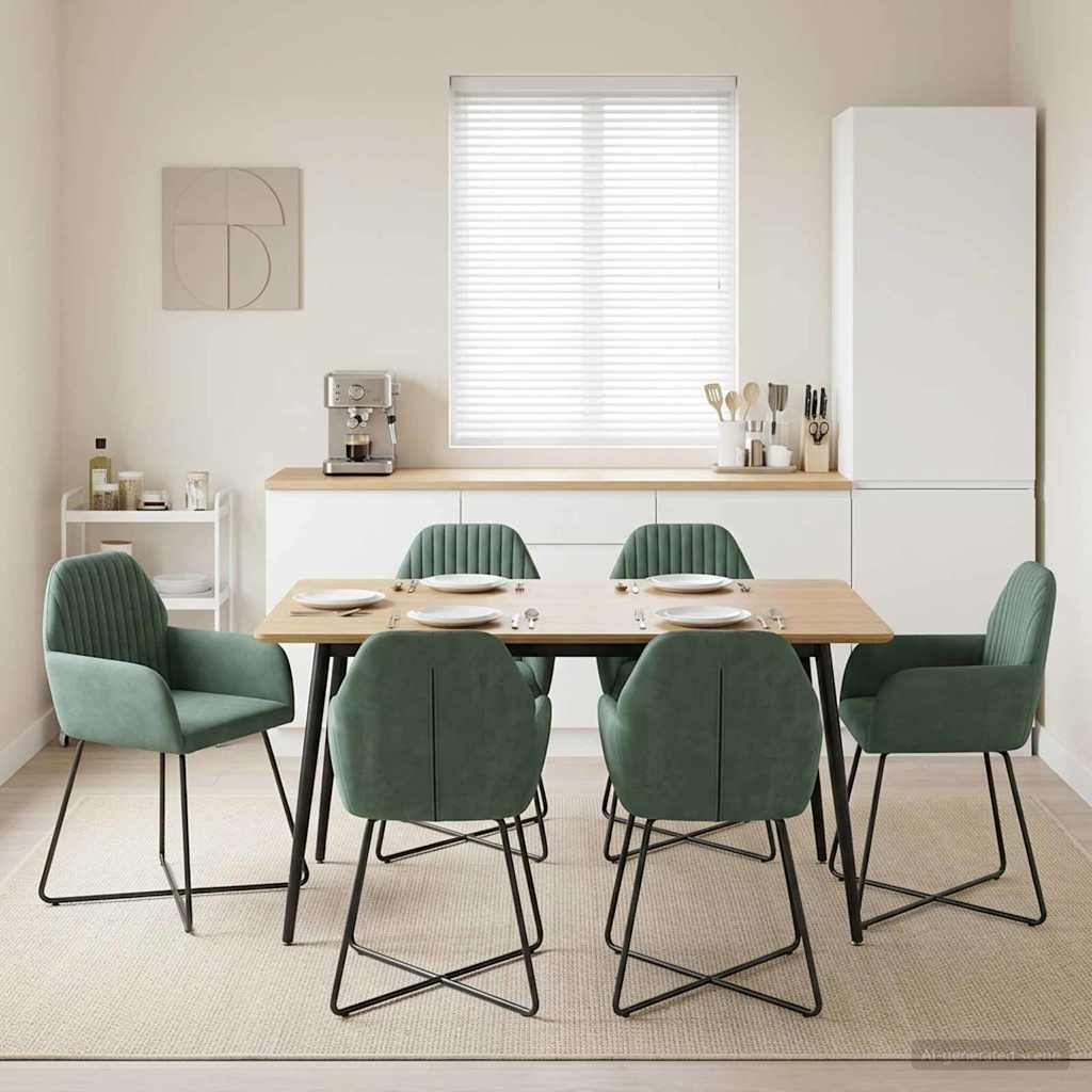 Spisestole 6 pcs Fløjl Havgrøn 55 x 50 x 84 cm